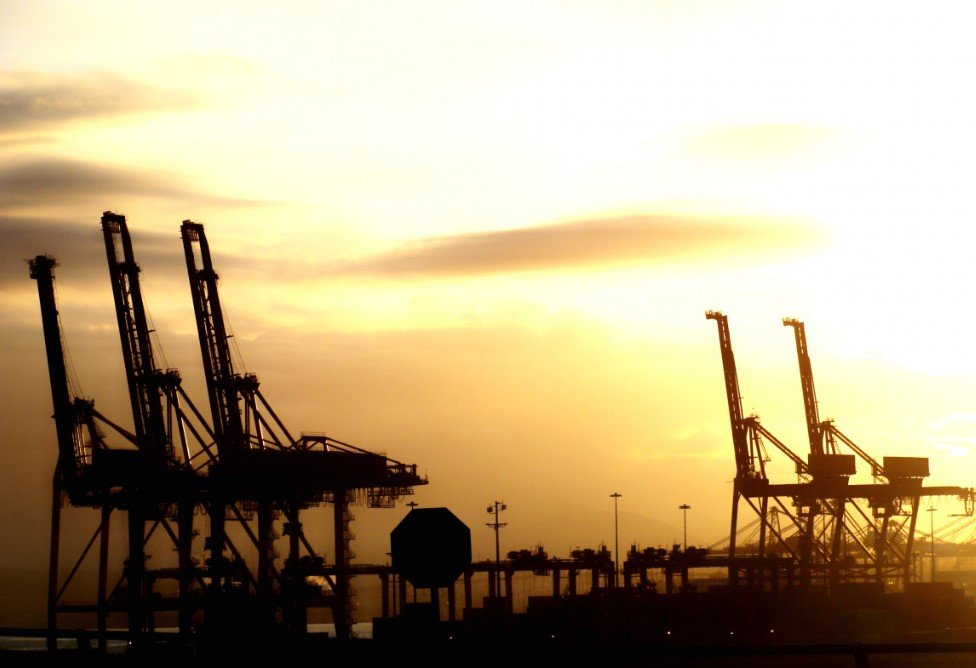 oil rig silhouette at sunset