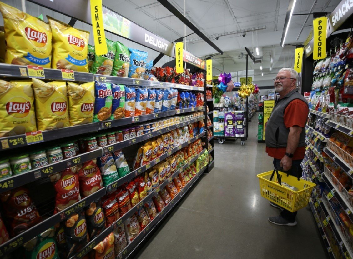 dollar general discount store aisle customers shopping