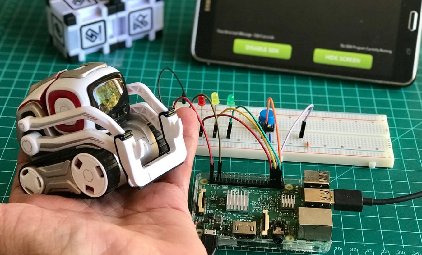 : raspberry pi wooden pixel art robot
