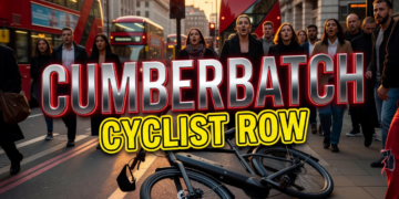 Benedict Cumberbatch cargo bike argument central London street