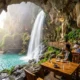 Guizhou cave cafe inside karst cavern summer tourism
