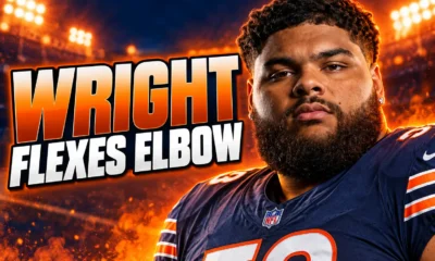 Darnell Wright flexes elbow at Bears camp