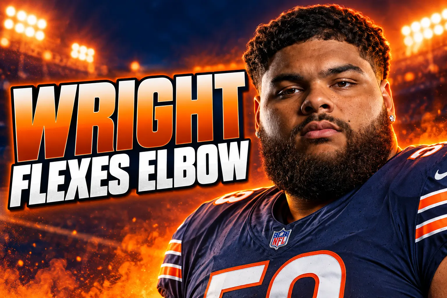 Darnell Wright flexes elbow at Bears camp