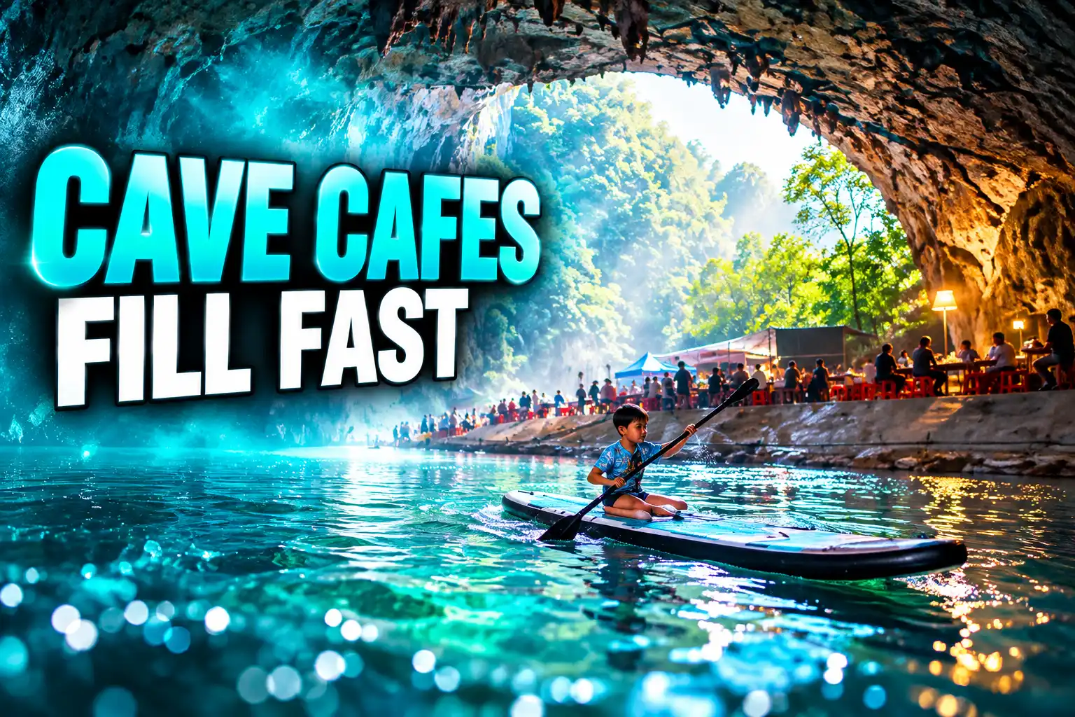 Guizhou cave cafes fill as paddle tickets sell