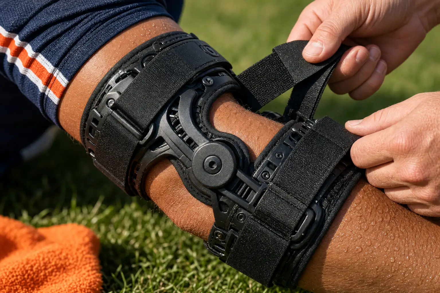 Darnell Wright Bears right elbow brace camp injury